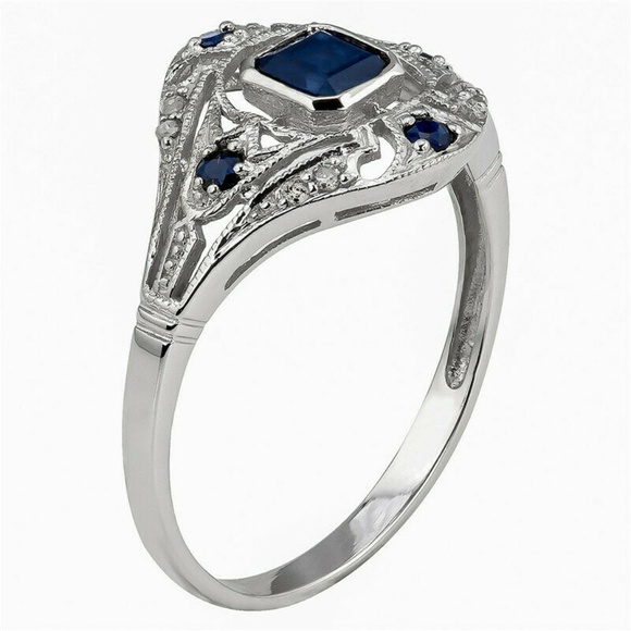 SALE ** BRAND NEW ** SAPPHIRE ART DECO RING - Picture 2 of 4